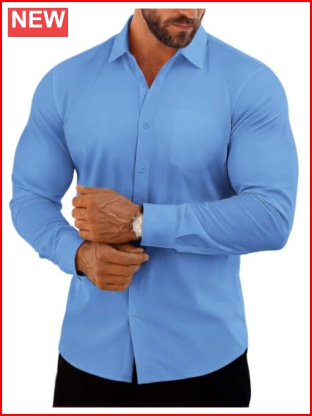 COOFANDY Men's Muscle Fit Dress Shirt 4-Way Stretch Wrinkle Resistant Button